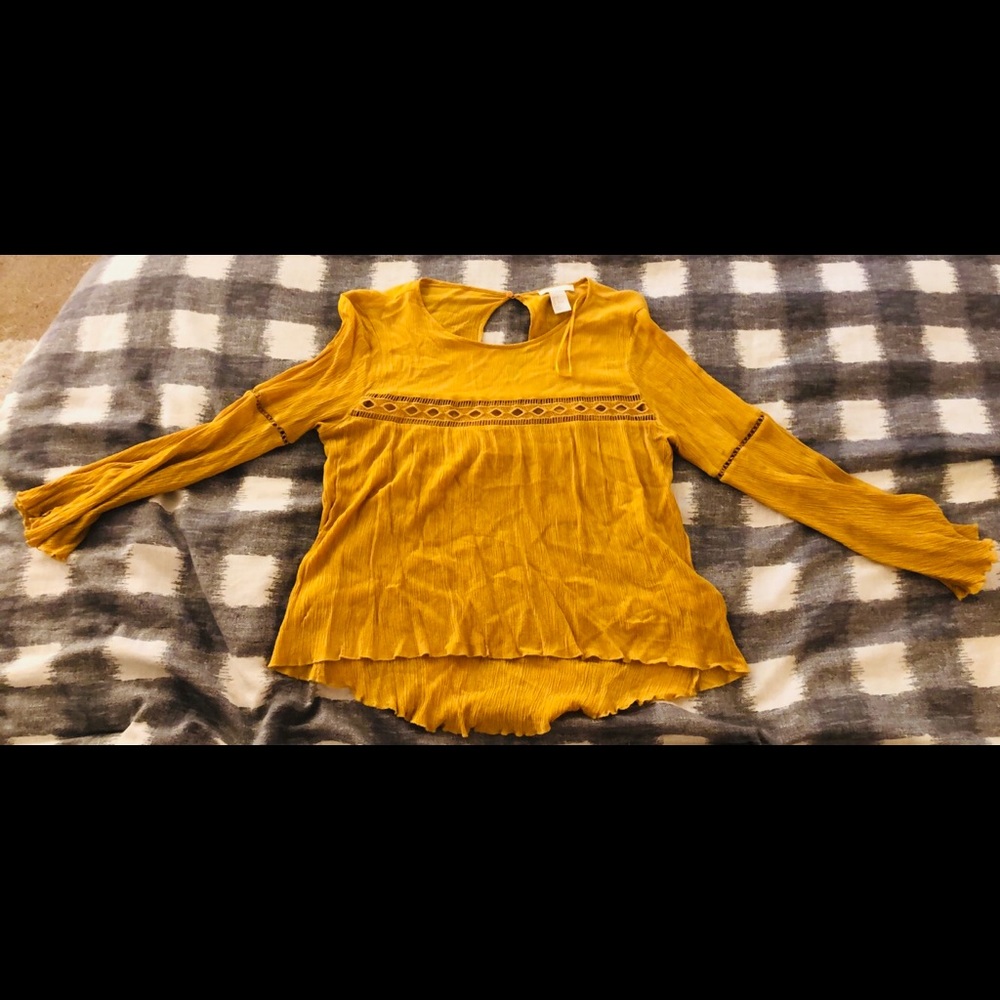 Mustard yellow flowy blouse